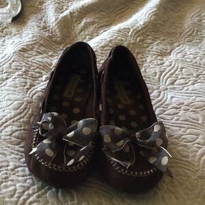 American Eagle brown suede moccasins.